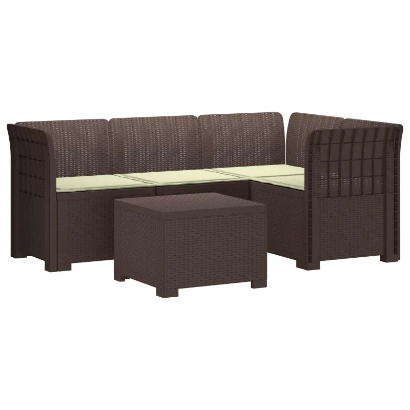 4 Vietų Sodo Sofa su Pagalvėlėmis Ratanų Imitacija PP Ruda