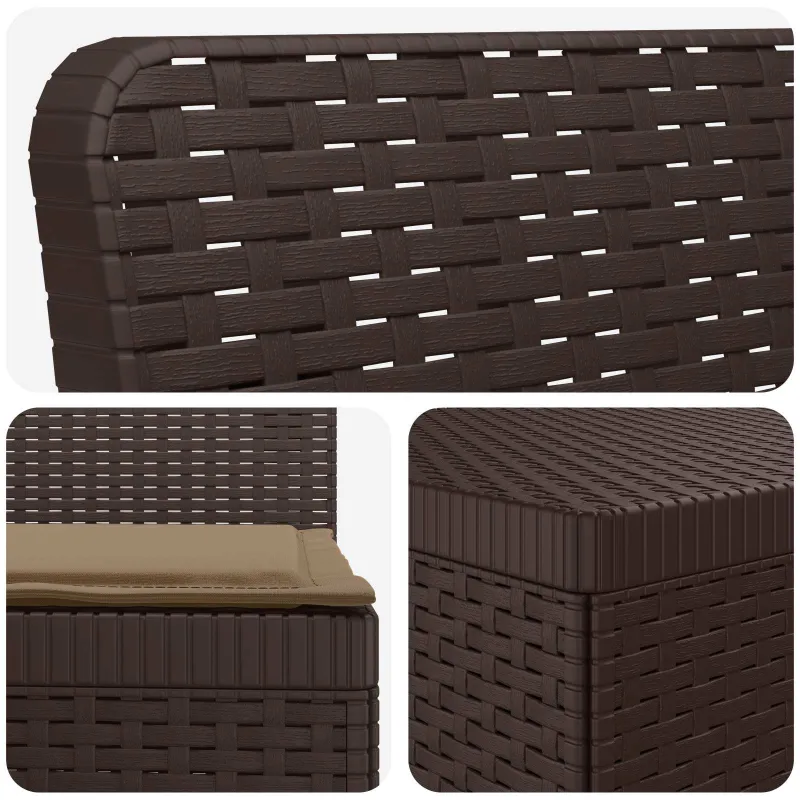 4 Vietų Sodo Sofa su Pagalvėlėmis Ratanų Imitacija PP Ruda