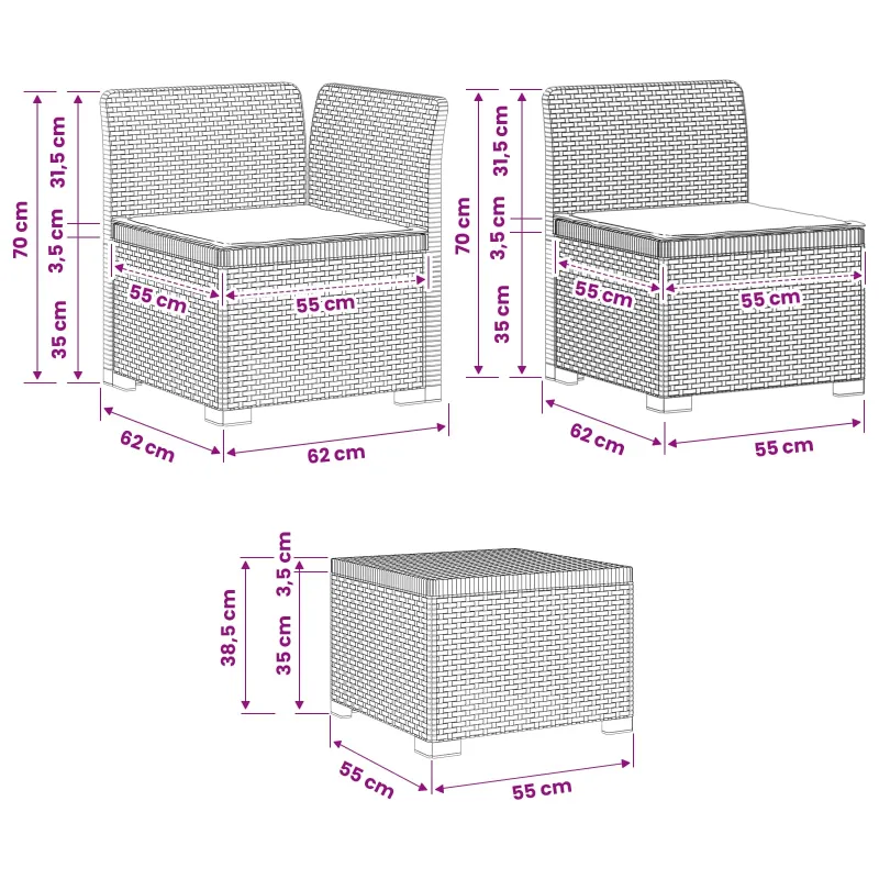 4 Vietų Sodo Sofa su Pagalvėlėmis Ratanų Imitacija PP Ruda