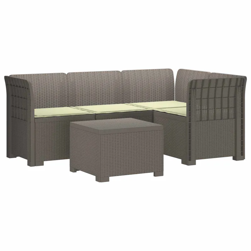 4 Vietų Sodo Sofa su Pagalvėlėmis Ratanų Imitacija PP