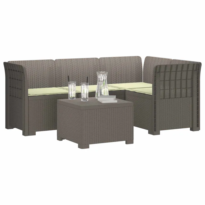 4 Vietų Sodo Sofa su Pagalvėlėmis Ratanų Imitacija PP