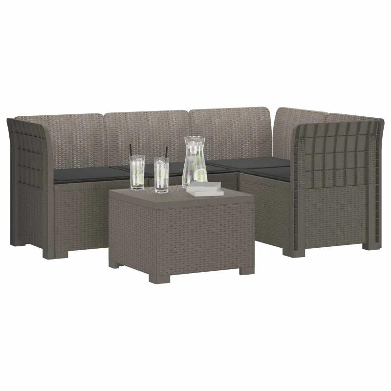 4 Vietų Sodo Sofa su Pagalvėlėmis Ratanų Imitacija PP