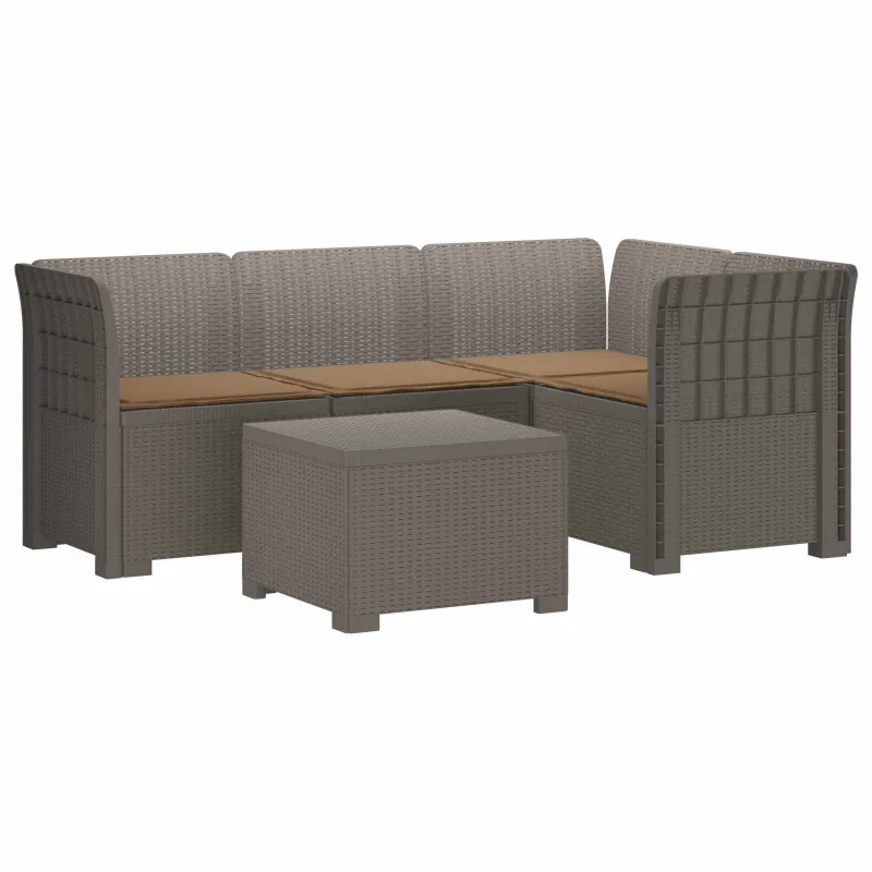 4 Vietų Sodo Sofa su Pagalvėlėmis Ratanų Imitacija PP
