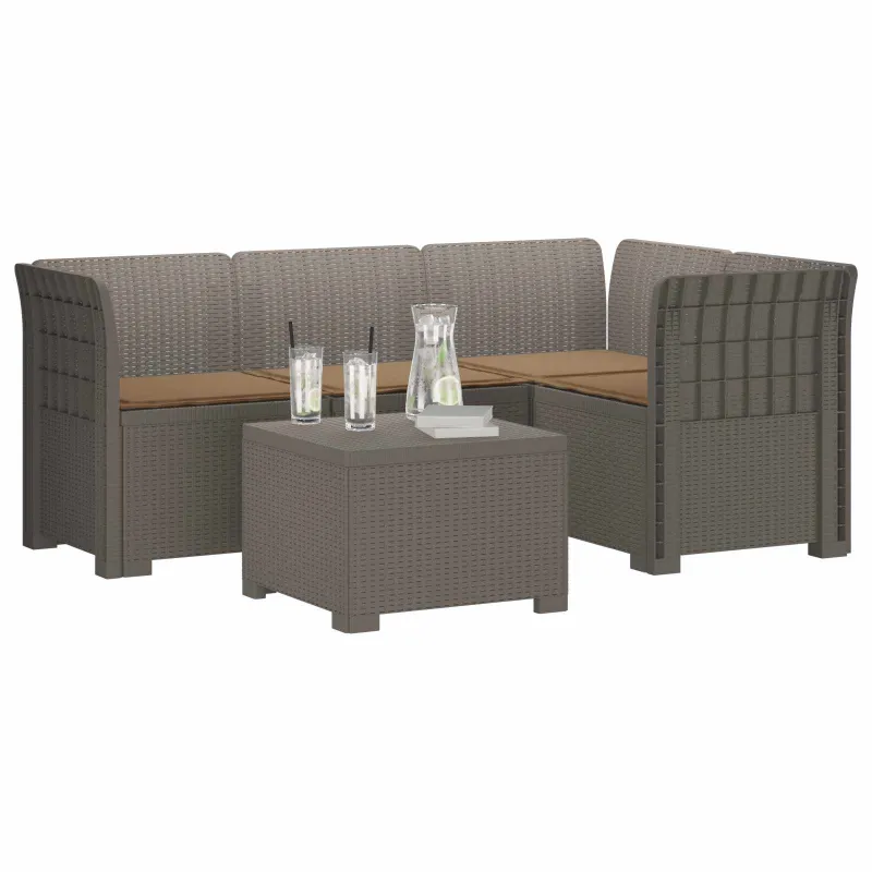 4 Vietų Sodo Sofa su Pagalvėlėmis Ratanų Imitacija PP