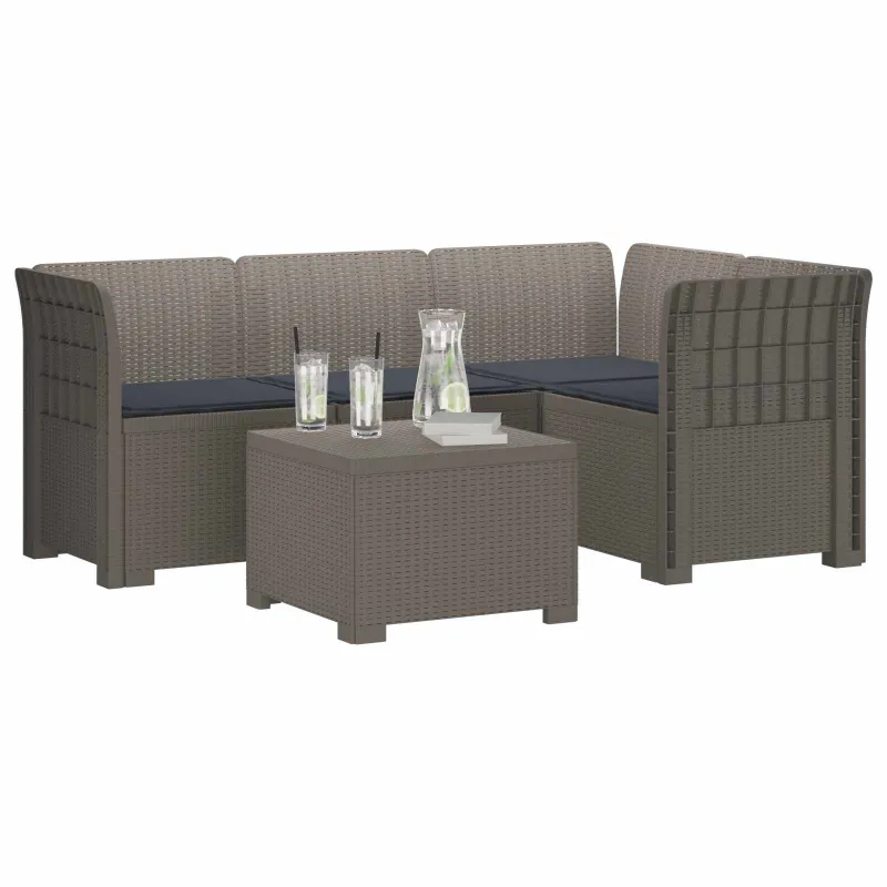 4 Vietų Sodo Sofa su Pagalvėlėmis Ratanų Imitacija PP