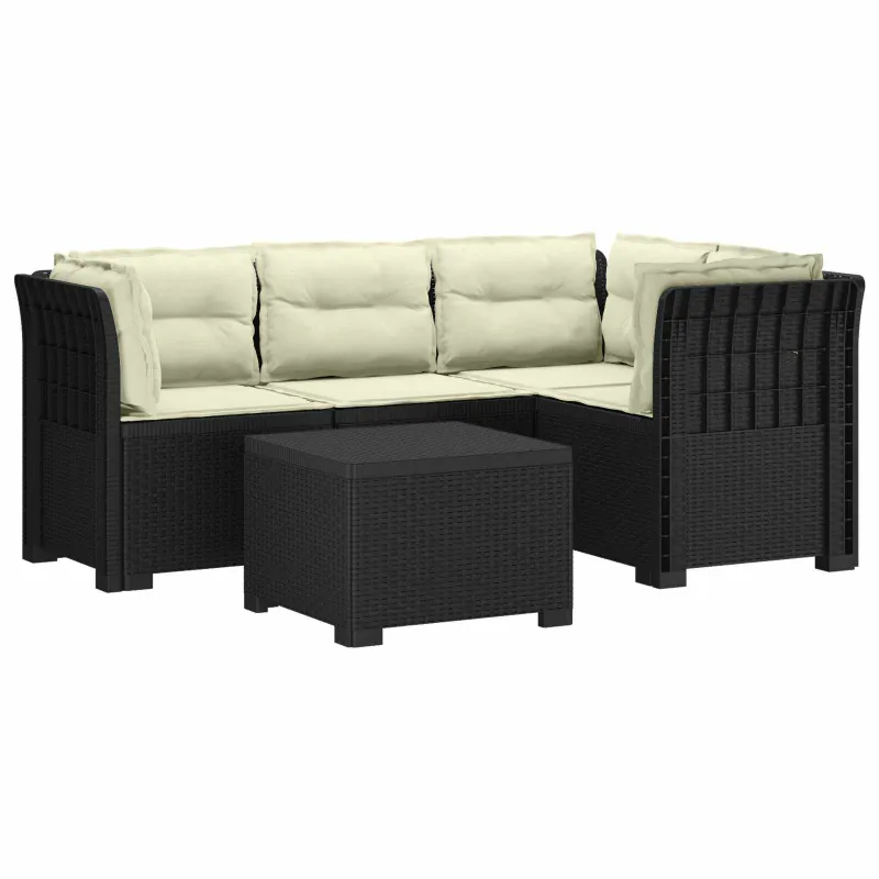 4 Vietų Sodo Sofa su Pagalvėlėmis Ratanų Imitacija PP Antracito