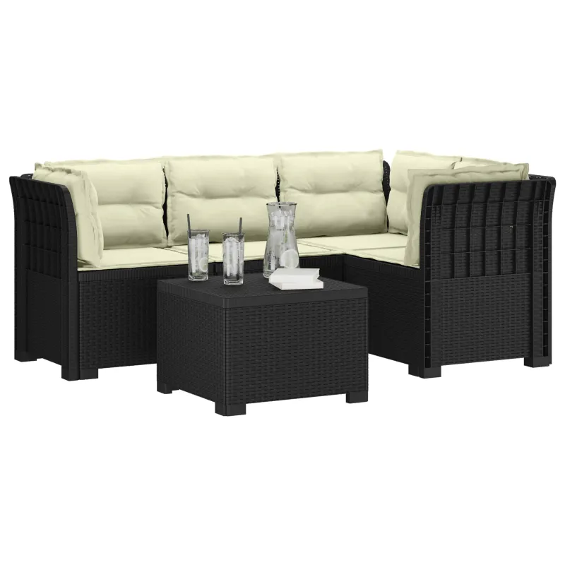 4 Vietų Sodo Sofa su Pagalvėlėmis Ratanų Imitacija PP Antracito