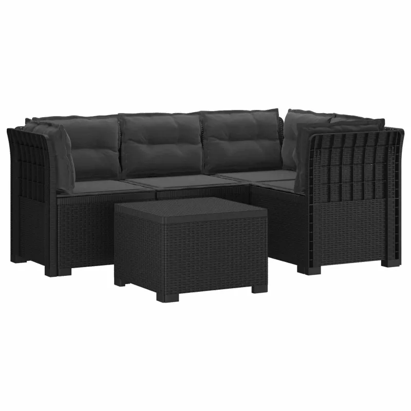 4 Vietų Sodo Sofa su Pagalvėlėmis Ratanų Imitacija PP Antracito