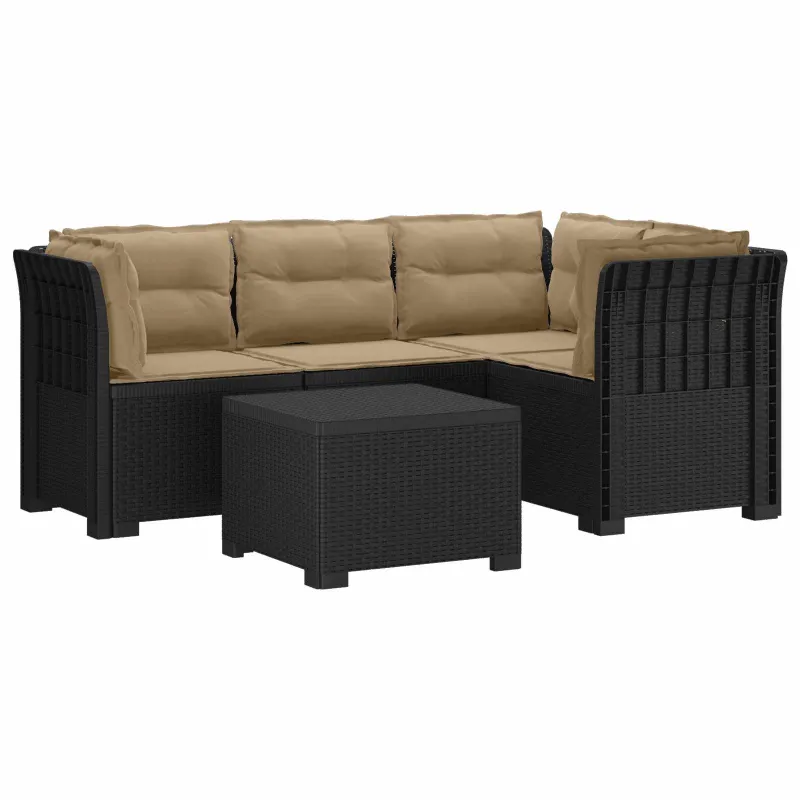 4 Vietų Sodo Sofa su Pagalvėlėmis Ratanų Imitacija PP Antracito