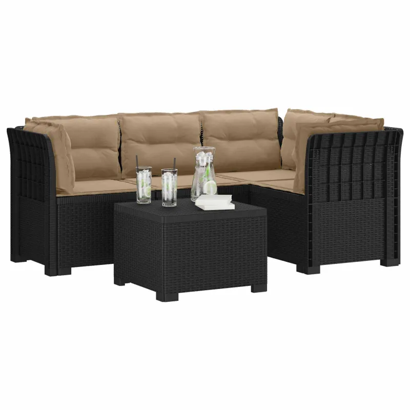 4 Vietų Sodo Sofa su Pagalvėlėmis Ratanų Imitacija PP Antracito