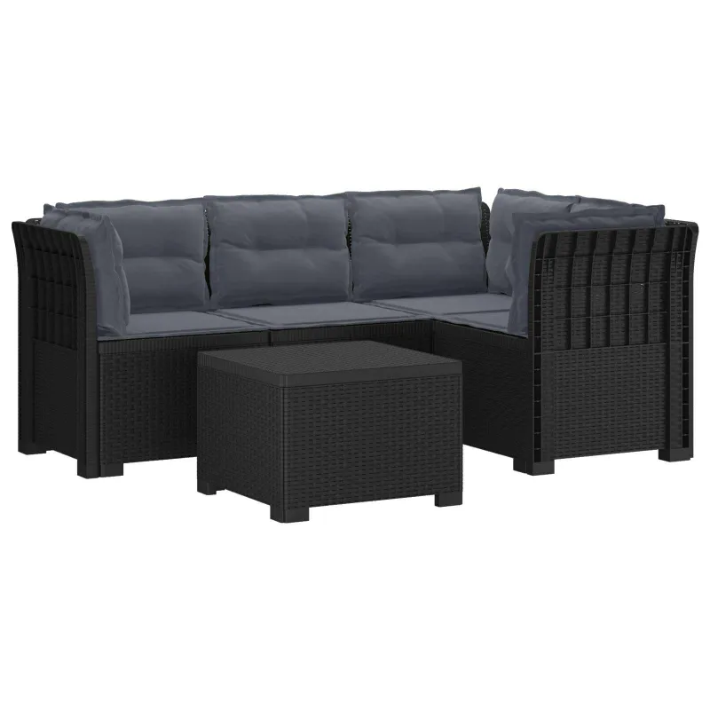 4 Vietų Sodo Sofa su Pagalvėlėmis Ratanų Imitacija PP Antracito