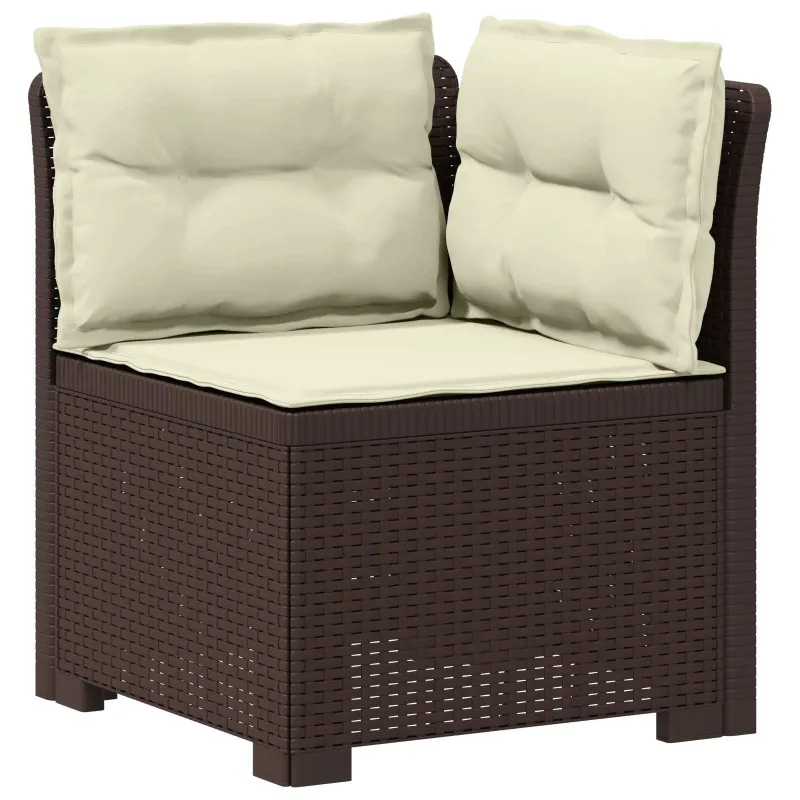 4 Vietų Sodo Sofa su Pagalvėlėmis Ratanų Imitacija PP Ruda