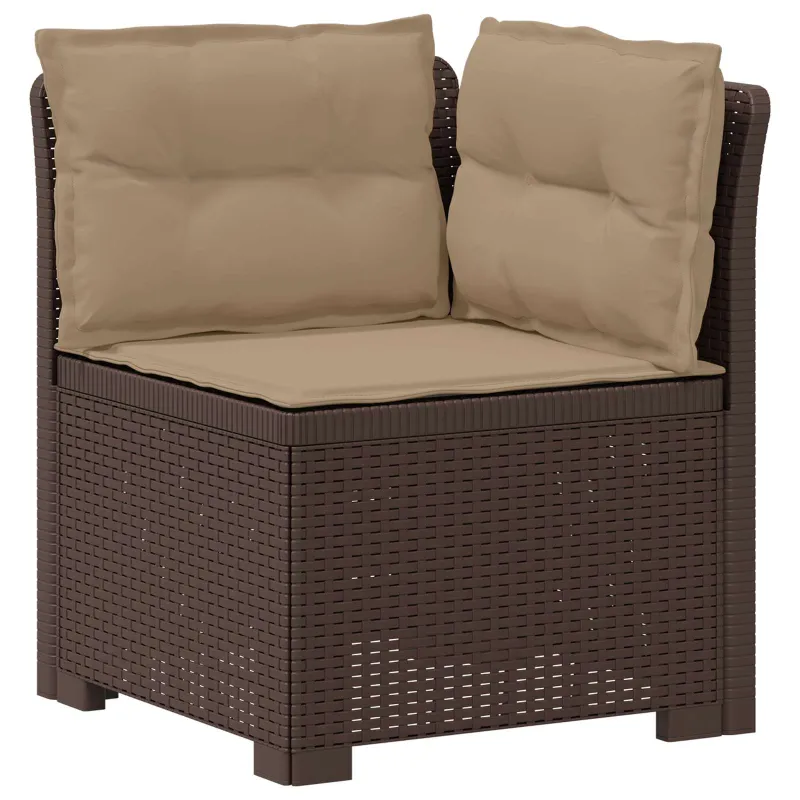 4 Vietų Sodo Sofa su Pagalvėlėmis Ratanų Imitacija PP Ruda