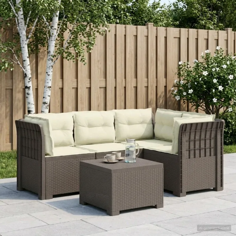 4 Vietų Sodo Sofa su Pagalvėlėmis Ratanų Imitacija PP