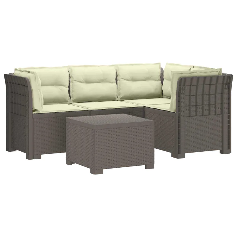 4 Vietų Sodo Sofa su Pagalvėlėmis Ratanų Imitacija PP