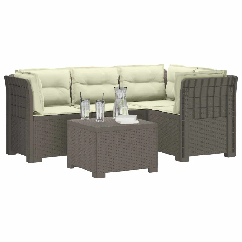 4 Vietų Sodo Sofa su Pagalvėlėmis Ratanų Imitacija PP
