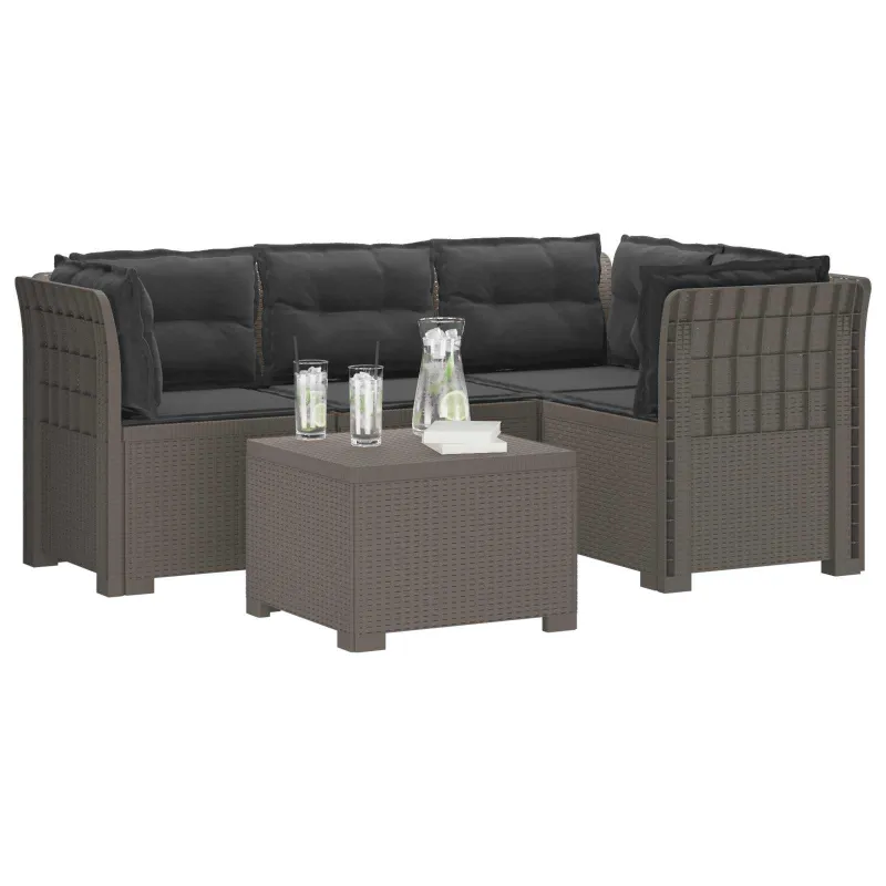 4 Vietų Sodo Sofa su Pagalvėlėmis Ratanų Imitacija PP