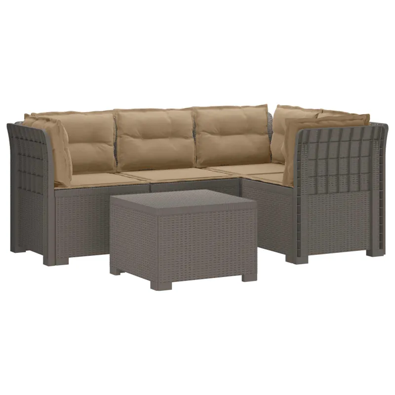 4 Vietų Sodo Sofa su Pagalvėlėmis Ratanų Imitacija PP