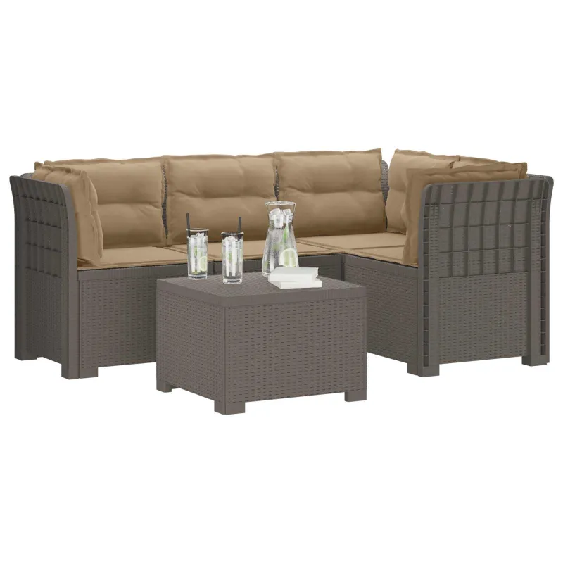 4 Vietų Sodo Sofa su Pagalvėlėmis Ratanų Imitacija PP