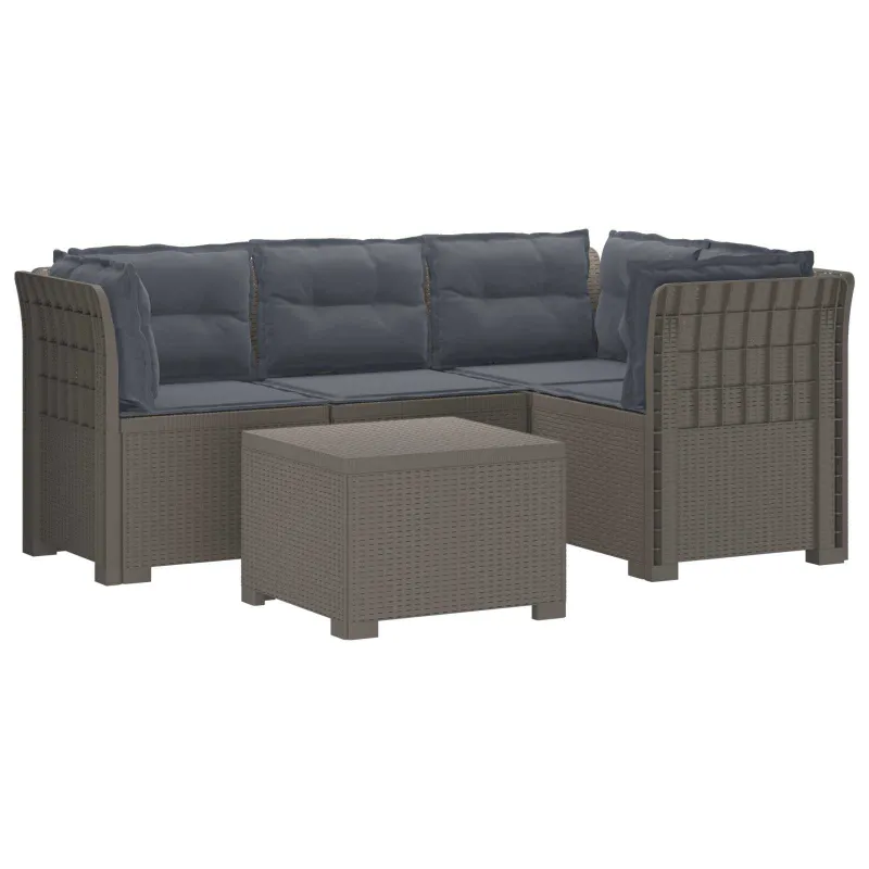 4 Vietų Sodo Sofa su Pagalvėlėmis Ratanų Imitacija PP