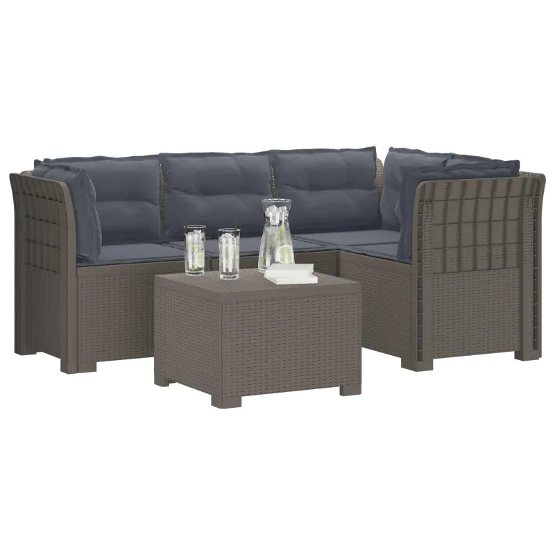 4 Vietų Sodo Sofa su Pagalvėlėmis Ratanų Imitacija PP
