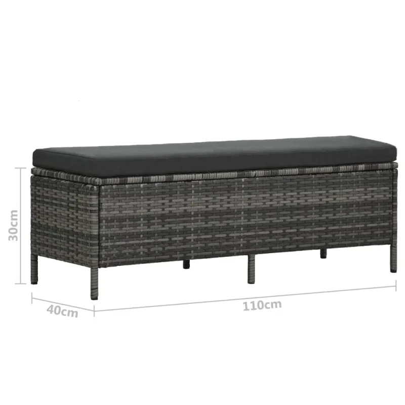 Sodo kalustekokonaisuus tyynyine, 3-osaa, harmaa, rattan