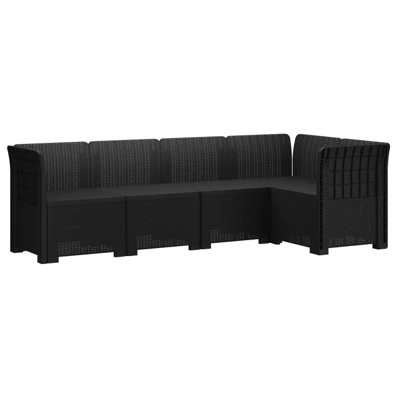 5-vietė sodo sofa Rataninio išvaizdos PP Antracito
