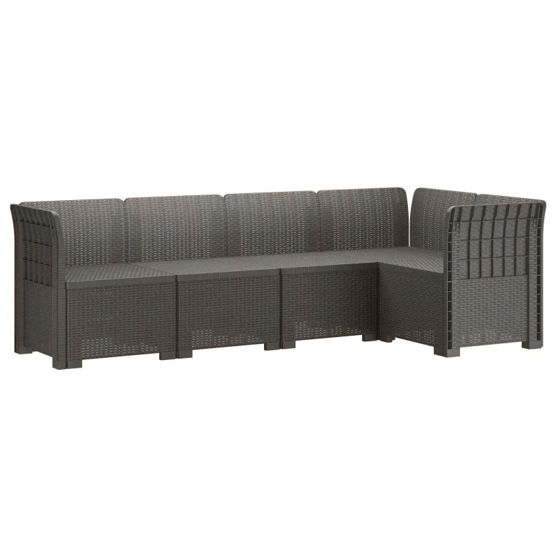 5-vietė sodo sofa Rataninio išvaizdos PP Šviesiai pilka