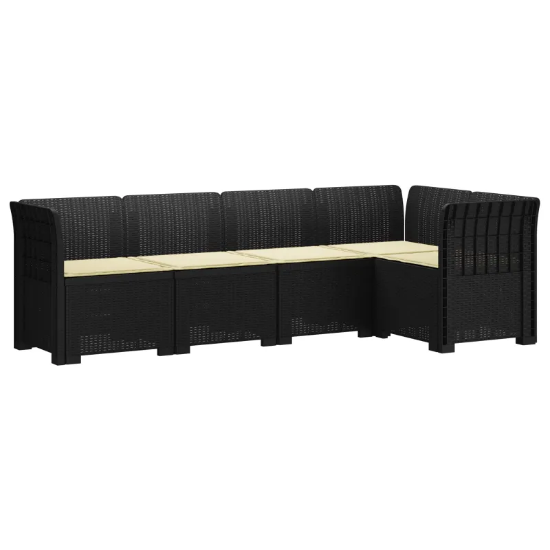 5-vietė sodo sofa su pagalvėlėmis Rataninio išvaizdos PP