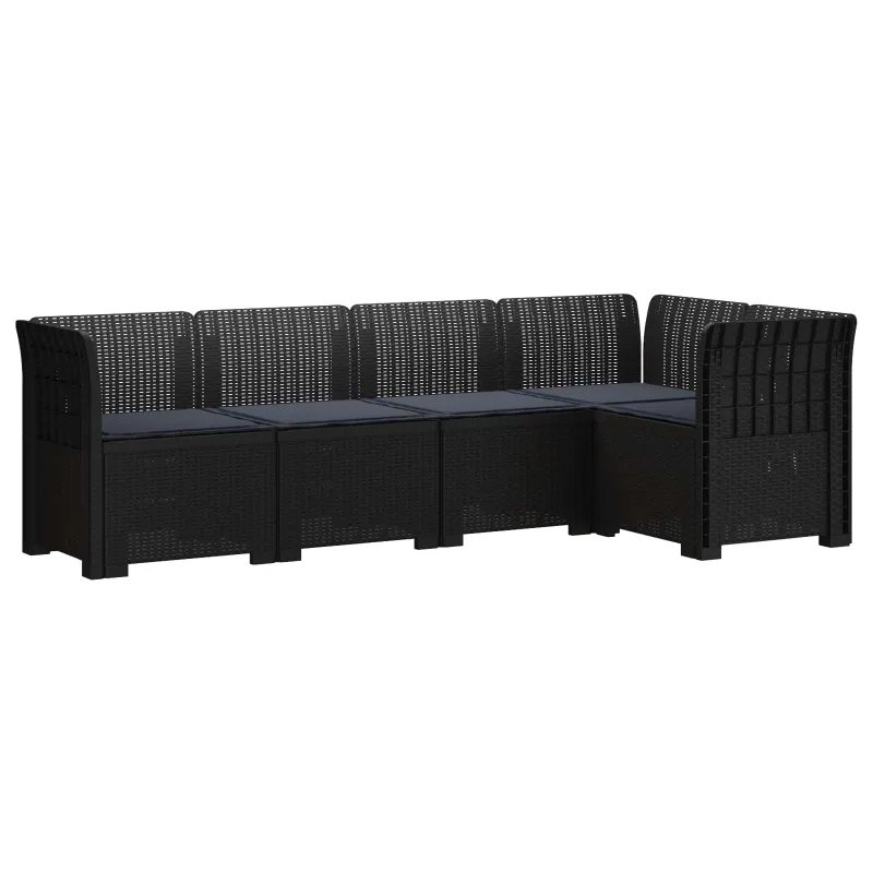 5-vietė sodo sofa su pagalvėlėmis Rataninio išvaizdos PP