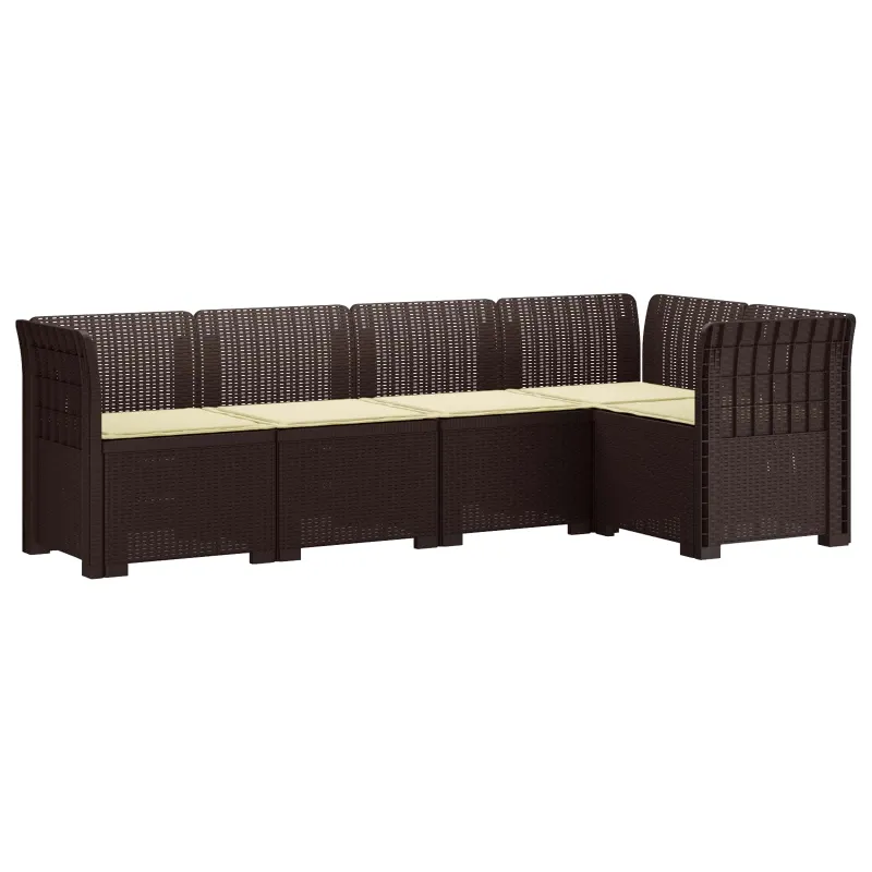 5-vietė sodo sofa su pagalvėlėmis Rataninio išvaizdos PP Ruda