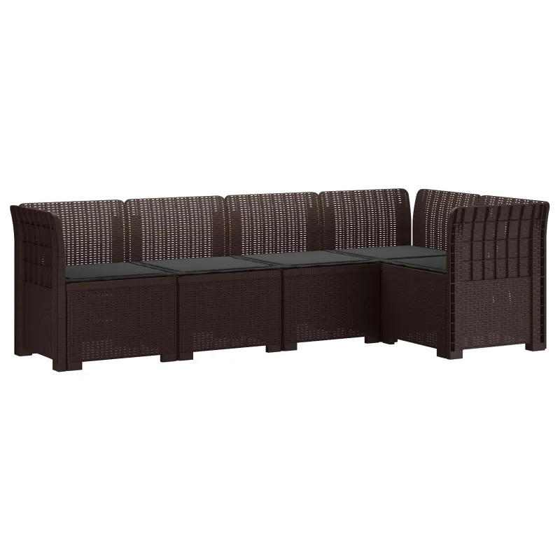 5-vietė sodo sofa su pagalvėlėmis Rataninio išvaizdos PP Ruda