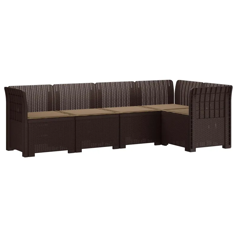 5-vietė sodo sofa su pagalvėlėmis Rataninio išvaizdos PP Ruda