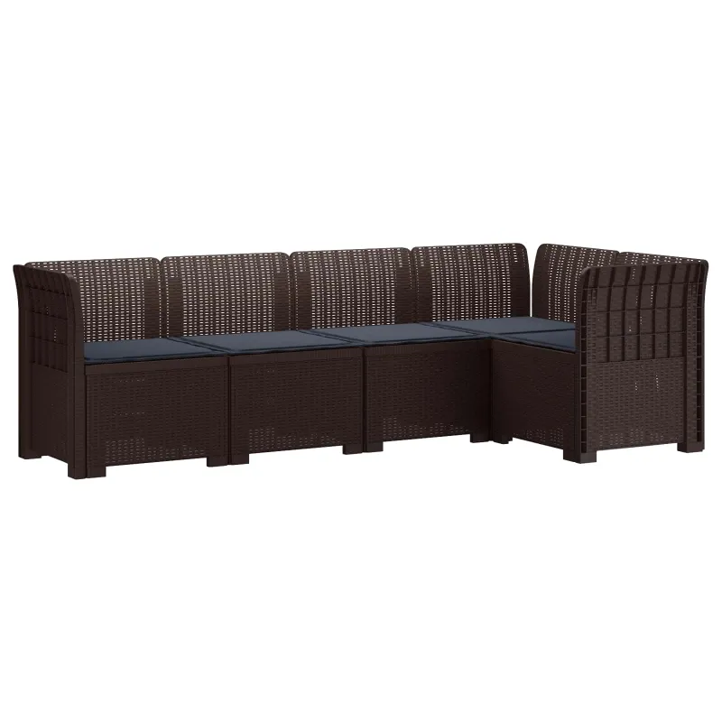 5-vietė sodo sofa su pagalvėlėmis Rataninio išvaizdos PP Ruda