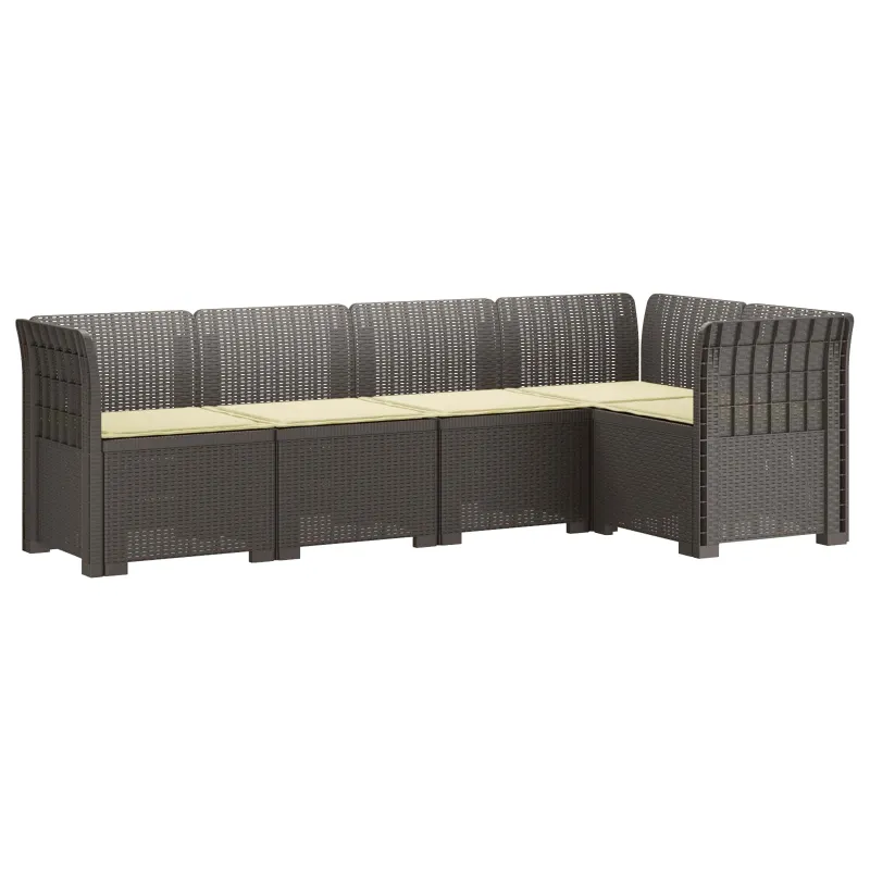 5-vietė sodo sofa su pagalvėlėmis Rataninio išvaizdos PP