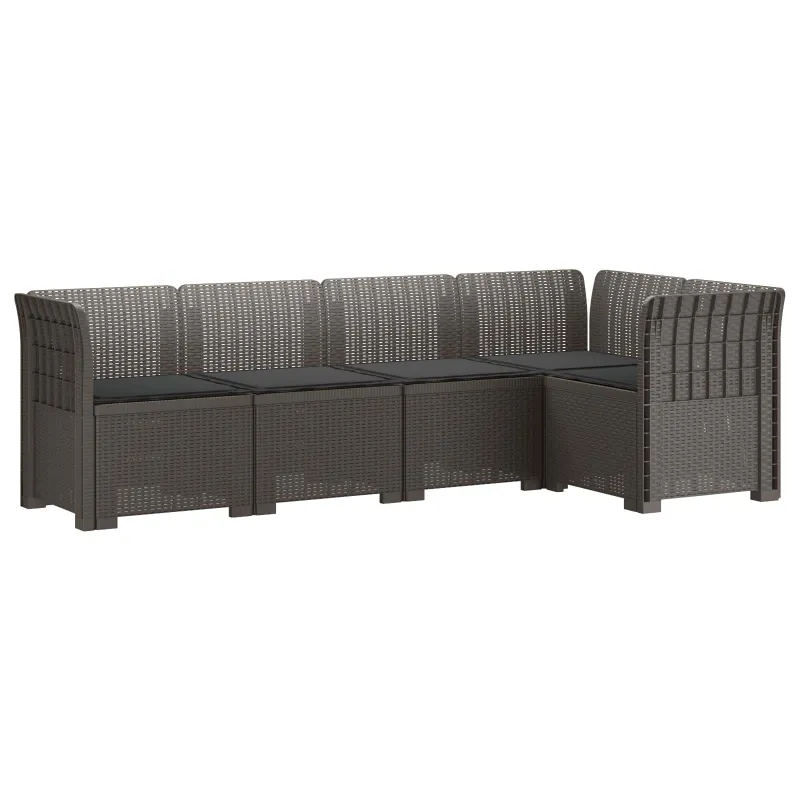 5-vietė sodo sofa su pagalvėlėmis Rataninio išvaizdos PP