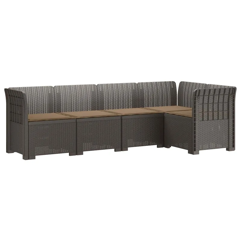 5-vietė sodo sofa su pagalvėlėmis Rataninio išvaizdos PP