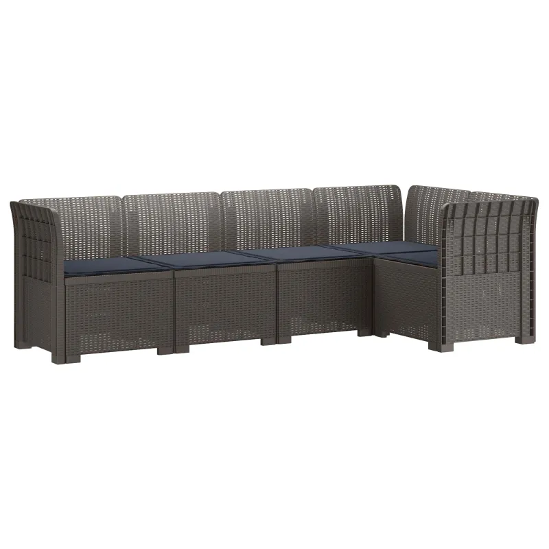 5-vietė sodo sofa su pagalvėlėmis Rataninio išvaizdos PP