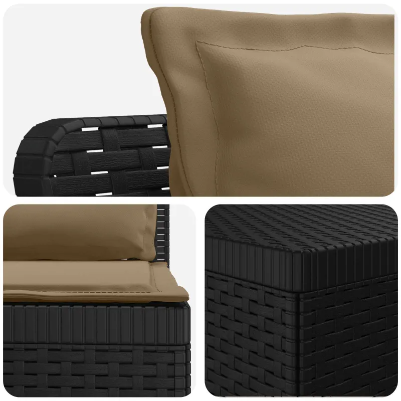 5-vietė sodo sofa su pagalvėlėmis Rataninio išvaizdos PP