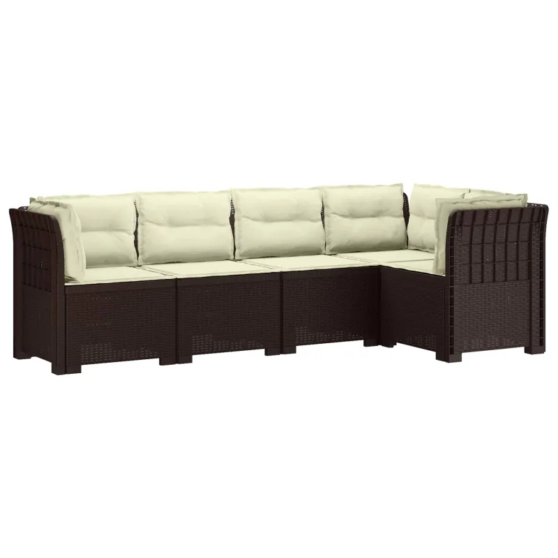 5-vietė sodo sofa su pagalvėlėmis Rataninio išvaizdos PP Ruda