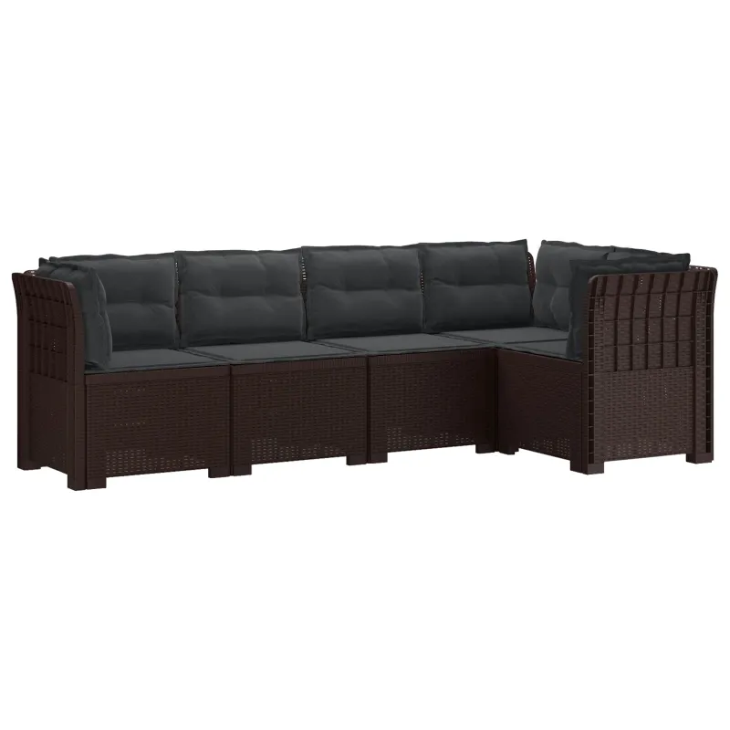 5-vietė sodo sofa su pagalvėlėmis Rataninio išvaizdos PP Ruda