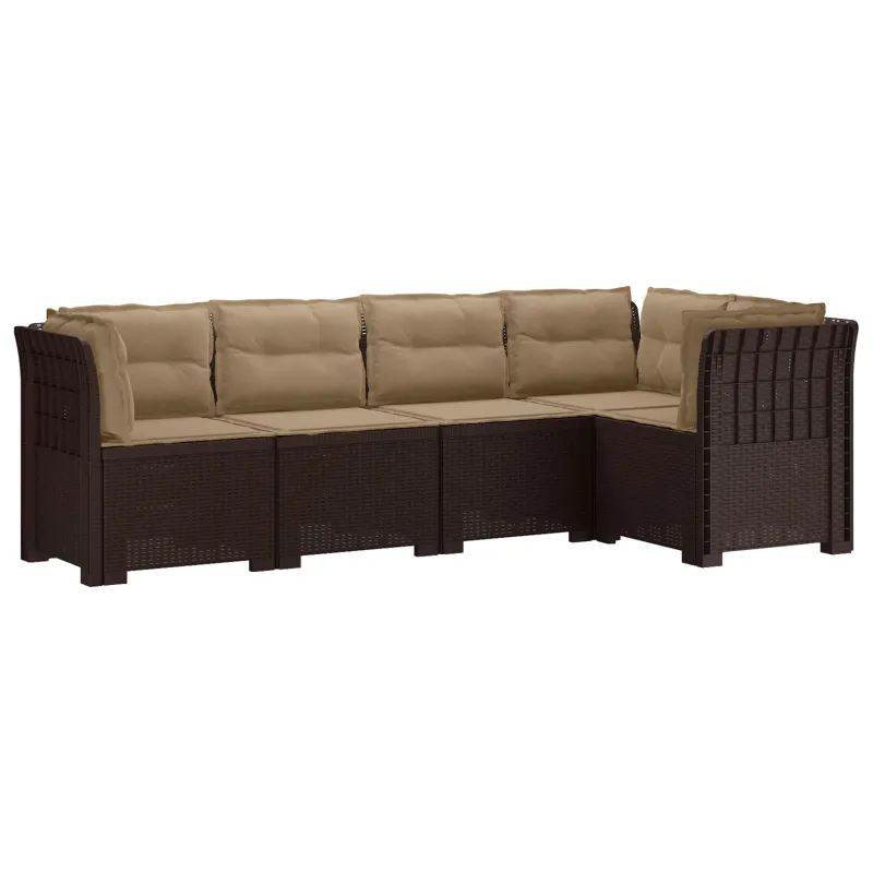 5-vietė sodo sofa su pagalvėlėmis Rataninio išvaizdos PP Ruda