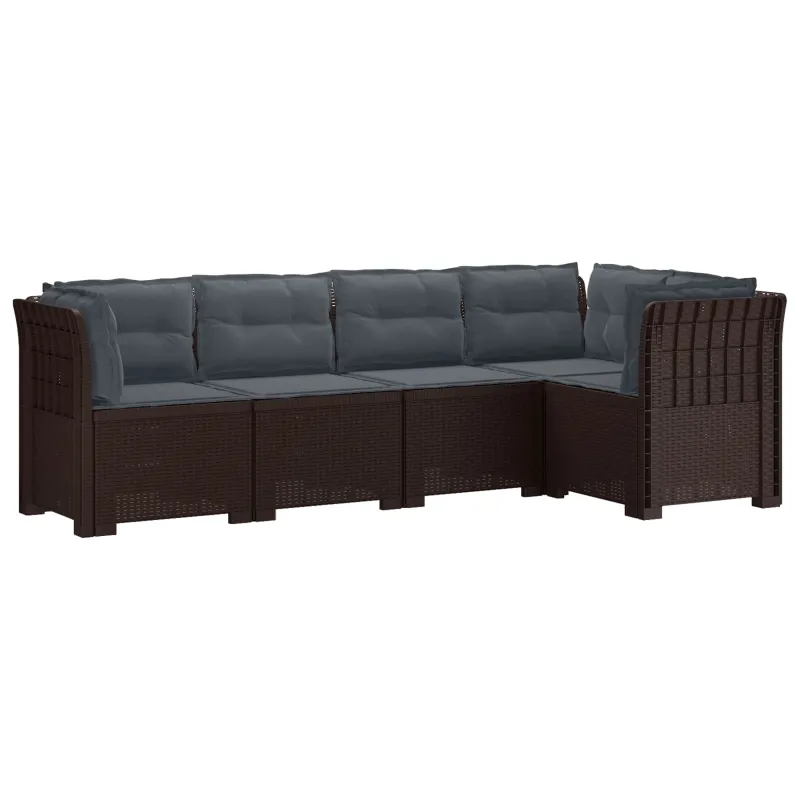 5-vietė sodo sofa su pagalvėlėmis Rataninio išvaizdos PP Ruda