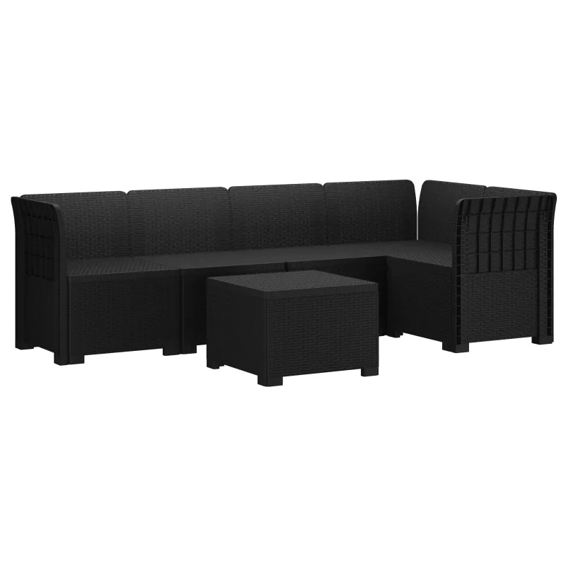 5-vietė sodo sofa Rataninio išvaizdos PP Antracito