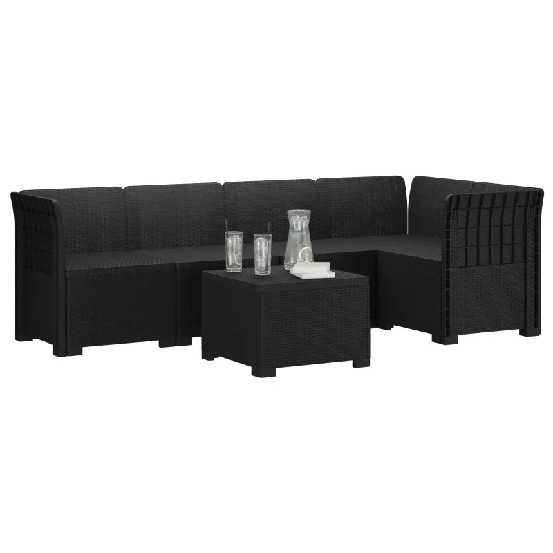 5-vietė sodo sofa Rataninio išvaizdos PP Antracito