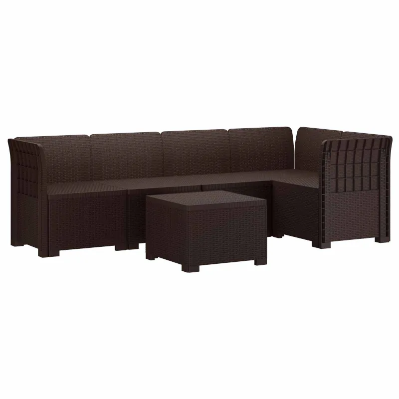 5-vietė sodo sofa Rataninio išvaizdos PP Ruda