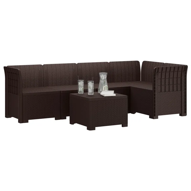 5-vietė sodo sofa Rataninio išvaizdos PP Ruda