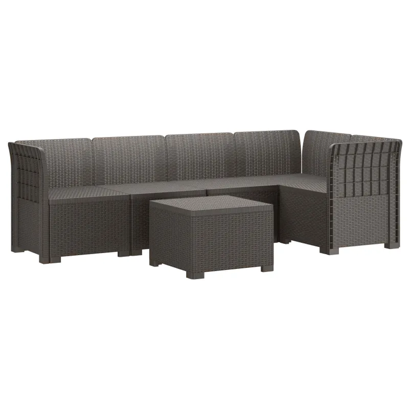 5-vietė sodo sofa Rataninio išvaizdos PP Šviesiai pilka