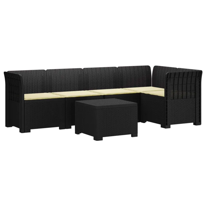 5-vietė sodo sofa su pagalvėlėmis Rataninio išvaizdos PP