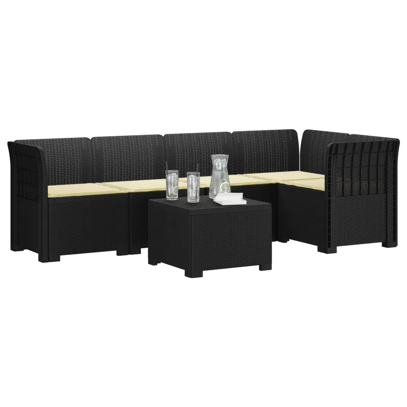 5-vietė sodo sofa su pagalvėlėmis Rataninio išvaizdos PP